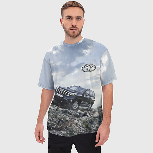 Мужская футболка оверсайз Toyota Land Cruiser Prado на скальных камнях Mount / 3D-принт – фото 3