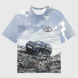 Футболка оверсайз мужская Toyota Land Cruiser Prado на скальных камнях Mount, цвет: 3D-принт