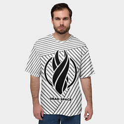Футболка оверсайз мужская Символ Dead Space на светлом фоне с полосами, цвет: 3D-принт — фото 2