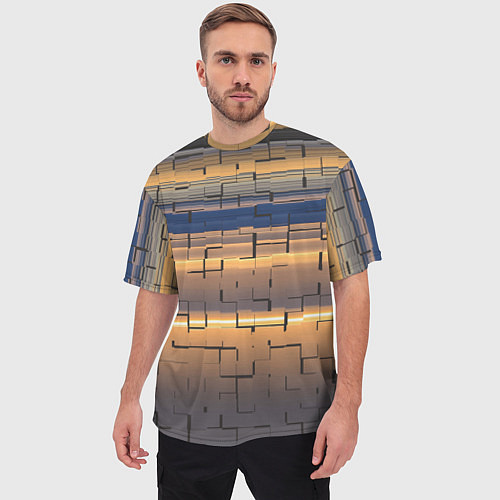 Мужская футболка оверсайз Мозаика цветная colored mosaic / 3D-принт – фото 3