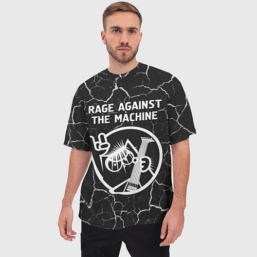 Мужская футболка оверсайз Rage Against The Machine КОТ Трещины / 3D-принт – фото 3