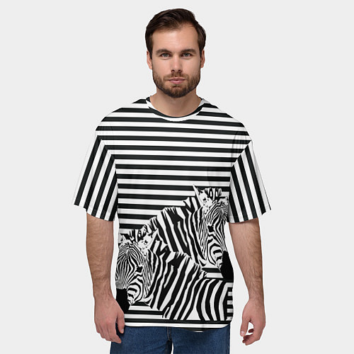 Мужская футболка оверсайз Матросы на зебрах / 3D-принт – фото 3