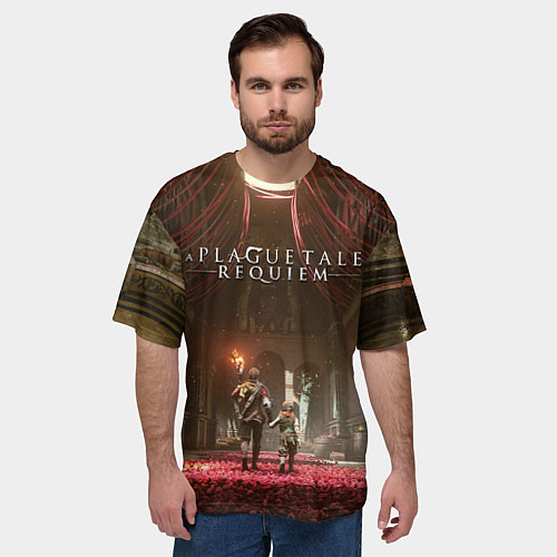 Мужская футболка оверсайз Амиция и Гуго A Plague Tale Requiem / 3D-принт – фото 3