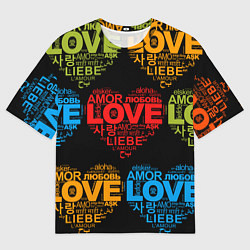 Футболка оверсайз мужская Love, Amor, Любовь - Неон версия, цвет: 3D-принт