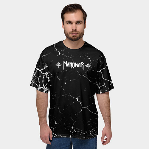 Мужская футболка оверсайз Manowar трещины / 3D-принт – фото 3