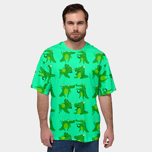 Мужская футболка оверсайз FUNNY CROCODILES / 3D-принт – фото 3