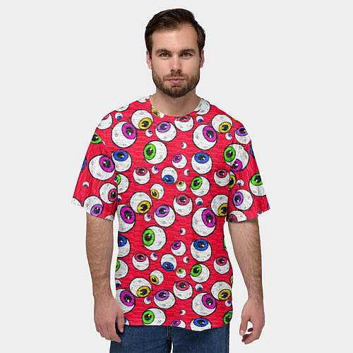Мужская футболка оверсайз Psy eyes / 3D-принт – фото 3