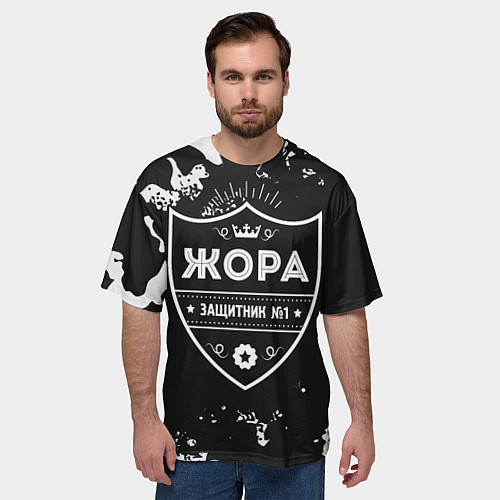 Мужская футболка оверсайз Жора - ЗАЩИТНИК - Камуфляж / 3D-принт – фото 3