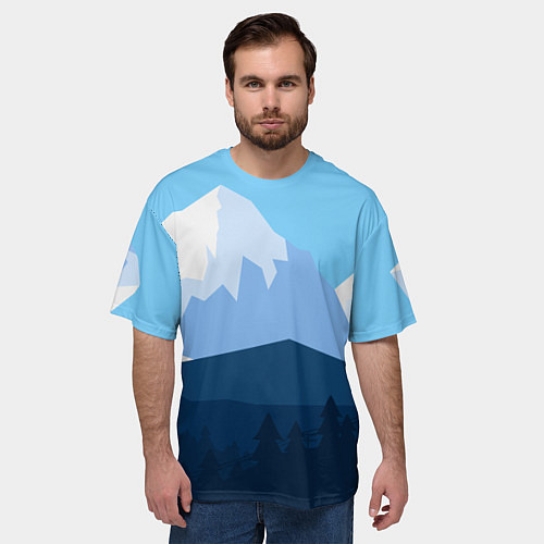 Мужская футболка оверсайз Горы, лес, канатная дорога / 3D-принт – фото 3