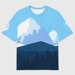 Мужская футболка оверсайз Горы, лес, канатная дорога