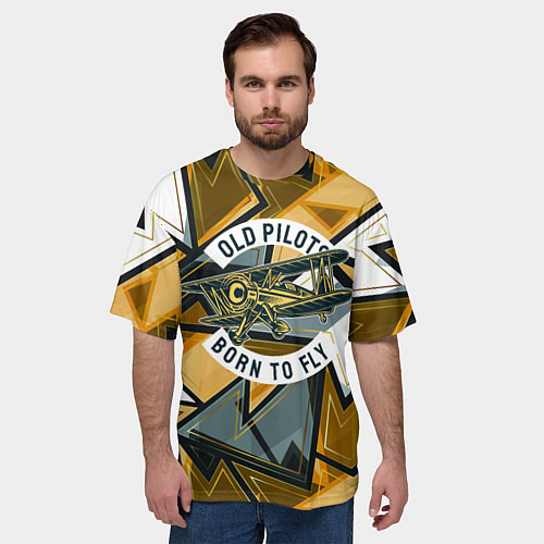 Мужская футболка оверсайз Старый вертолет классика / 3D-принт – фото 3