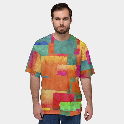 Мужская футболка оверсайз Красочная абстрактная композиция Мазки краски / 3D-принт – фото 3