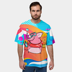Футболка оверсайз мужская Слоненок идет купаться, цвет: 3D-принт — фото 2