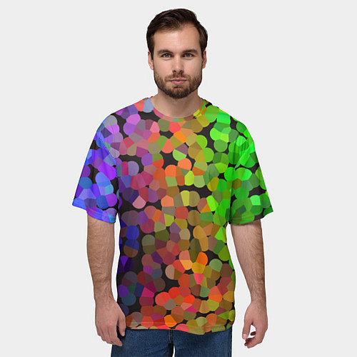 Мужская футболка оверсайз Яркая палитра красок - блики / 3D-принт – фото 3