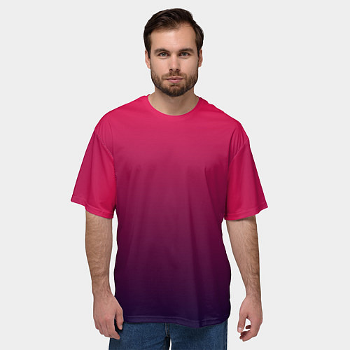 Мужская футболка оверсайз RED to dark BLUE GRADIENT / 3D-принт – фото 3