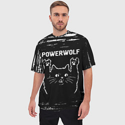 Футболка оверсайз мужская Группа Powerwolf и Рок Кот, цвет: 3D-принт — фото 2