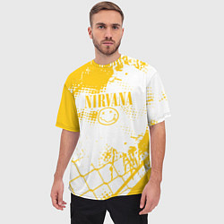 Футболка оверсайз мужская Nirvana - нирвана смайл, цвет: 3D-принт — фото 2