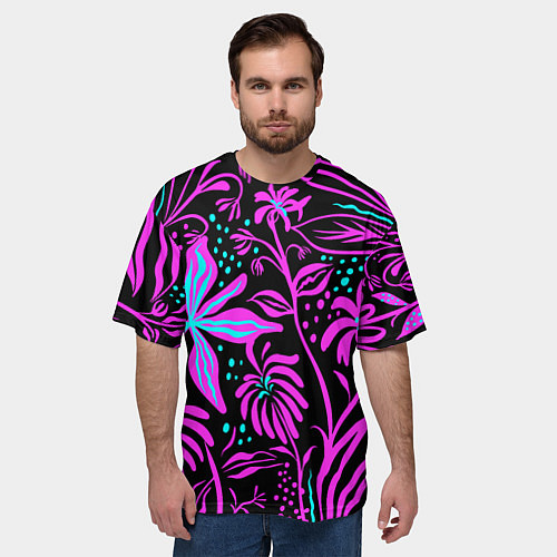 Мужская футболка оверсайз Цветочная композиция Fashion trend / 3D-принт – фото 3