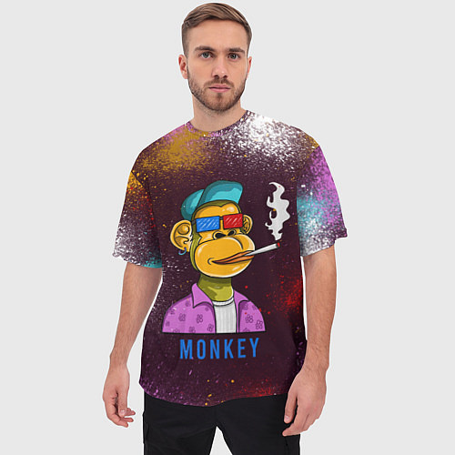 Мужская футболка оверсайз Nft token art Monkey / 3D-принт – фото 3