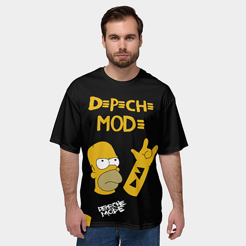 Мужская футболка оверсайз Depeche Mode Гомер Симпсон рокер / 3D-принт – фото 3