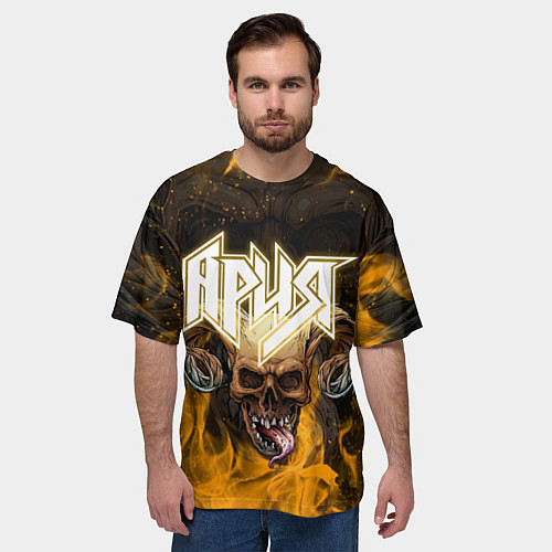 Мужская футболка оверсайз АРИЯ РУССКИЙ РОК / 3D-принт – фото 3