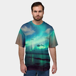 Футболка оверсайз мужская Aurora borealis, цвет: 3D-принт — фото 2