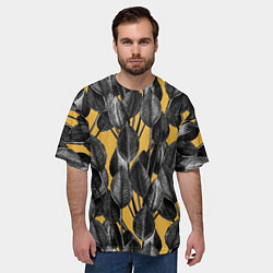 Футболка оверсайз мужская Летние Листья На Оранжевом Цвете, цвет: 3D-принт — фото 2