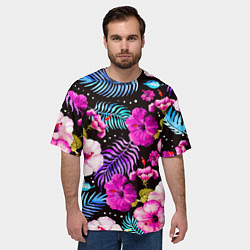 Футболка оверсайз мужская Floral pattern Summer night Fashion trend, цвет: 3D-принт — фото 2