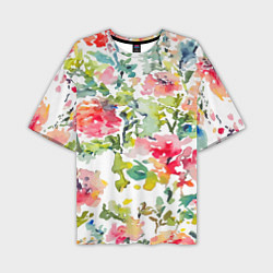 Футболка оверсайз мужская Floral pattern Watercolour Summer, цвет: 3D-принт