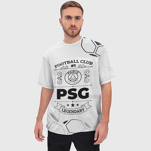 Мужская футболка оверсайз PSG Football Club Number 1 Legendary / 3D-принт – фото 3