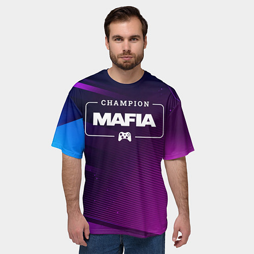Мужская футболка оверсайз Mafia Gaming Champion: рамка с лого и джойстиком н / 3D-принт – фото 3