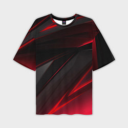 Футболка оверсайз мужская Красно-черный фон, цвет: 3D-принт