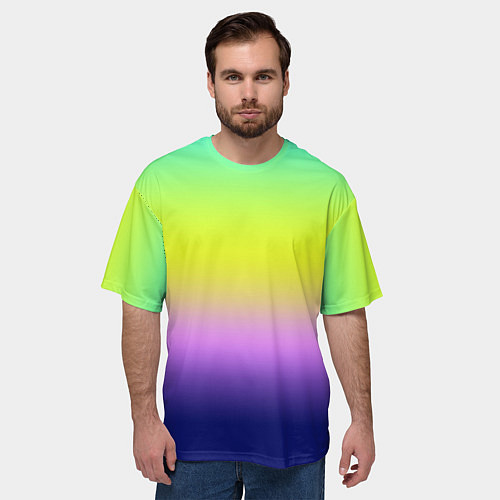 Мужская футболка оверсайз Разноцветный размытый фон градиент / 3D-принт – фото 3