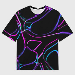 Футболка оверсайз мужская Неоновые линзы во тьме - Фиолетовый, цвет: 3D-принт