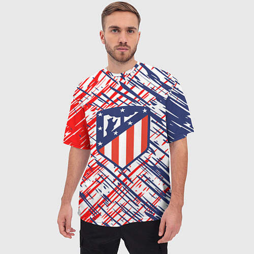 Мужская футболка оверсайз Атлетико мадрид краска / 3D-принт – фото 3