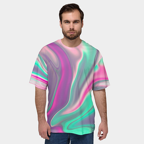 Мужская футболка оверсайз Digital Wave / 3D-принт – фото 3