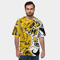 Футболка оверсайз мужская Черно-желтые разводы, цвет: 3D-принт — фото 2