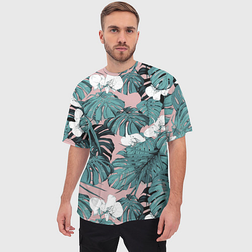 Мужская футболка оверсайз Цветы Тропические Орхидеи / 3D-принт – фото 3