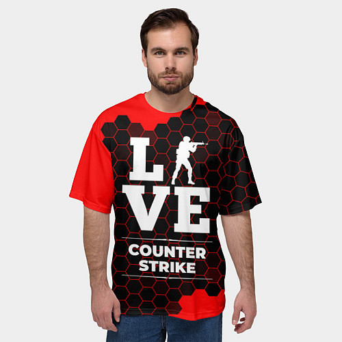 Мужская футболка оверсайз Counter Strike Love Классика / 3D-принт – фото 3