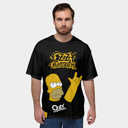 Мужская футболка оверсайз Ozzy Osbourne Гомер Симпсон рокер / 3D-принт – фото 3