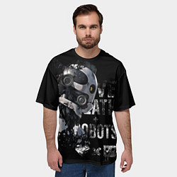 Футболка оверсайз мужская Робот с белой надписью, цвет: 3D-принт — фото 2
