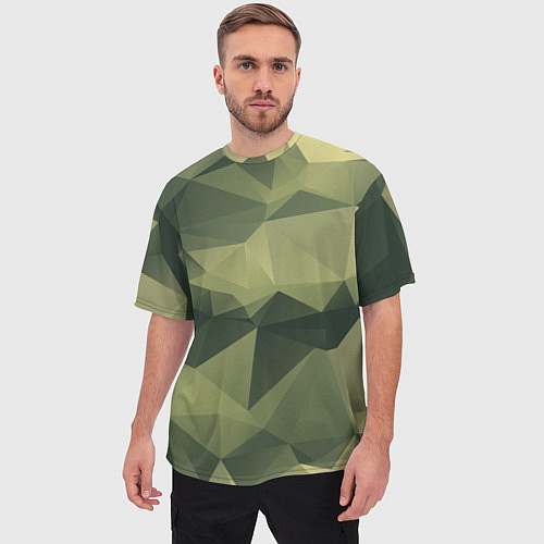 Мужская футболка оверсайз 3д полигоны - камуфляж / 3D-принт – фото 3