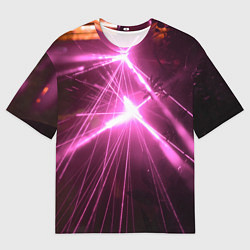 Футболка оверсайз мужская Неоновые лазеры во тьме - Розовый, цвет: 3D-принт