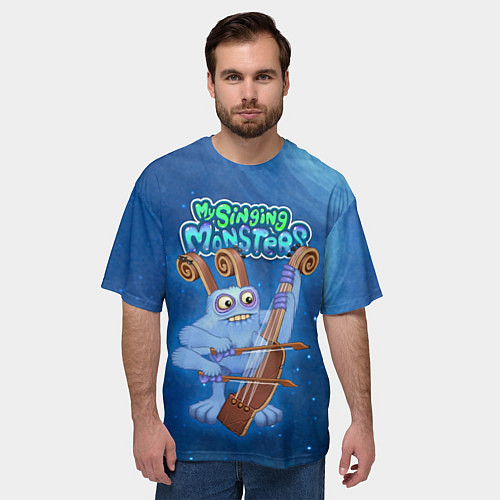Мужская футболка оверсайз My singing monsters СМЫЧОРОГ Bowgart / 3D-принт – фото 3
