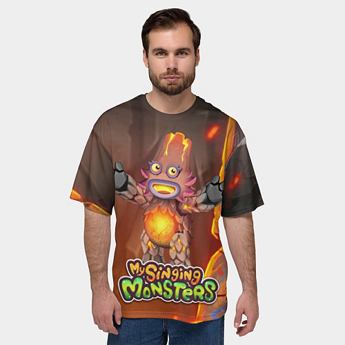 Мужская футболка оверсайз My singing monsters ЛАВАТЁКА / 3D-принт – фото 3