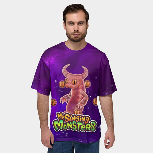 Мужская футболка оверсайз My singing monsters ЭПИЧЕСКИЙ ВУЖАС / 3D-принт – фото 3