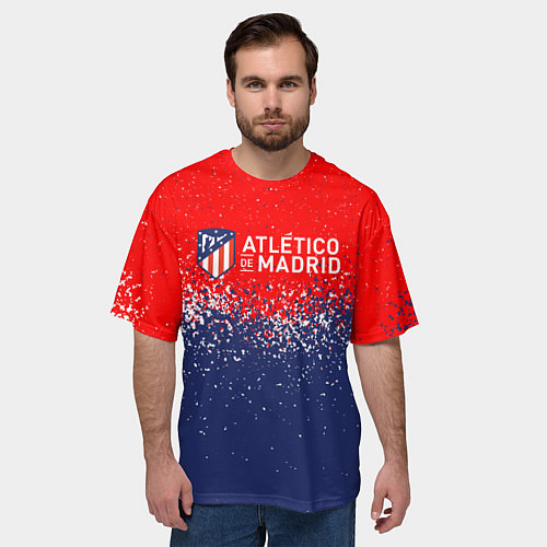 Мужская футболка оверсайз Atletico madrid атлетико мадрид брызги красок / 3D-принт – фото 3