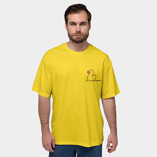 Мужская футболка оверсайз Уточка плывет / 3D-принт – фото 3