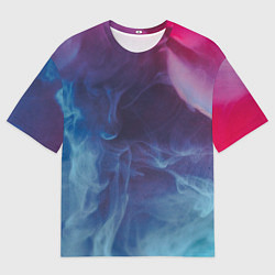 Футболка оверсайз мужская Неоновый дым - Голубой и розовый, цвет: 3D-принт