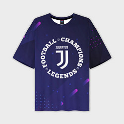 Футболка оверсайз мужская Символ Juventus и круглая надпись Football Legends, цвет: 3D-принт
